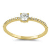 varitsa-jewellers - Solid 14K Yellow Gold Round 4mm Clear Engagement Ring - 01WS02